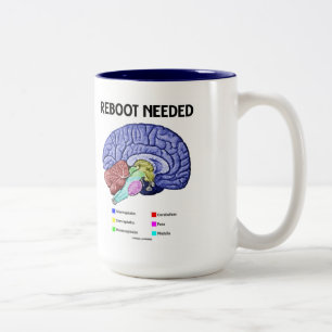 Opnieuw opstarten vereist (Anatomical Brain Humor) Tweekleurige Koffiemok