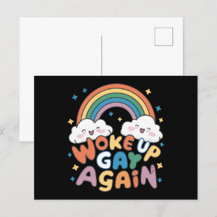 Opnieuw wakker Gay LGBT Pride Maand Groovy Briefkaart