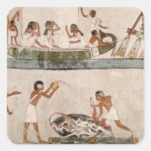 Opoffering en zuivering van een stier vierkante sticker