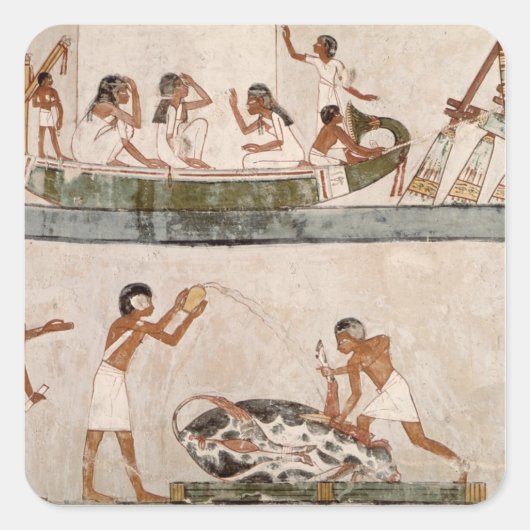 Opoffering en zuivering van een stier vierkante sticker (Voorkant)