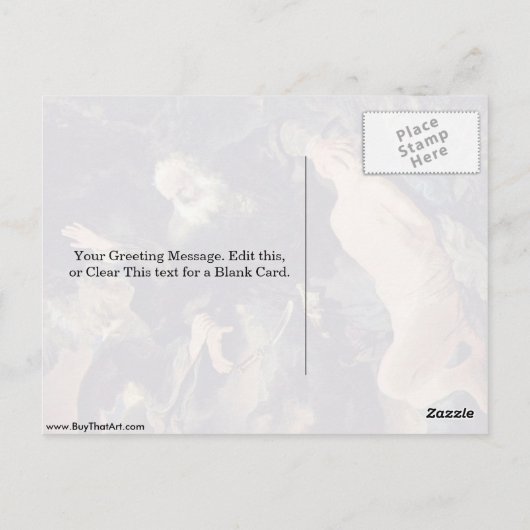 Opoffering Isaac door Rembrandt van Rijn Briefkaart (Achterkant)