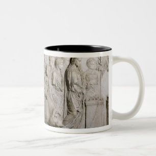 Opoffering van een stier, een ram en een varken tweekleurige koffiemok