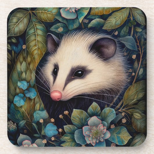 Opossom dans les Brambles Dessous de verre en plas (Devant)