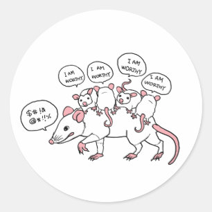 Opossum BEN IK WAARDIG Ronde Sticker