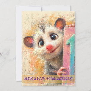 Opossum Birthday Card Kaart