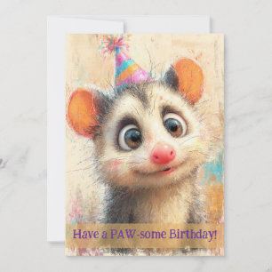 Opossum Birthday Card Kaart