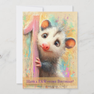 Opossum Birthday Card Kaart