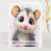Opossum Birthday Card Kaart (Gele Bloem)