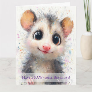 Opossum Birthday Card Kaart