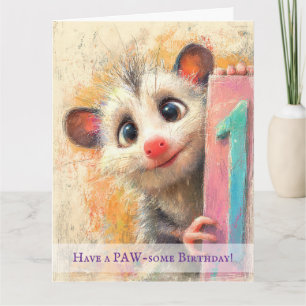 Opossum Birthday Card Kaart