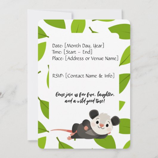Opossum Birthday Invitation (Dos)