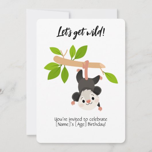 Opossum Birthday Invitation (Devant)