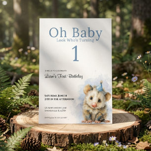 Opossum Birthday Invitation • Cute Woodland Party Save The Date