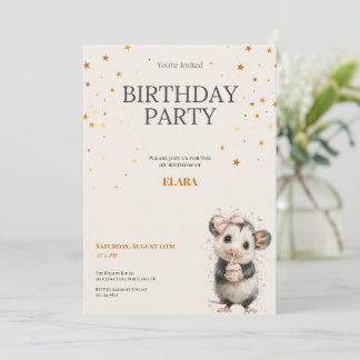 Opossum Birthday Invitation • Woodland Party Theme