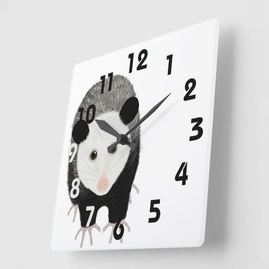 Opossum Clock Vierkante Klok (Hoek)