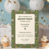 Opossum dans Green Birthday Party Invitation