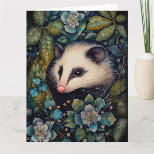 Opossum dans la carte de voeux Brambles (Devant)