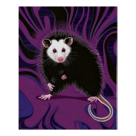 Opossum Design Poster Muurkunst Paarse Zwart Perfect Poster