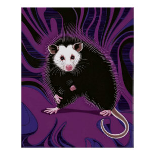 Opossum Design Poster Muurkunst Paarse Zwart Perfect Poster