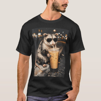 Opossum die Iced Coffee drinkt Funny Animal T-shirt