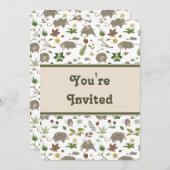 Opossum en blanc Invitation de fête d'anniversaire (Devant / Derrière)