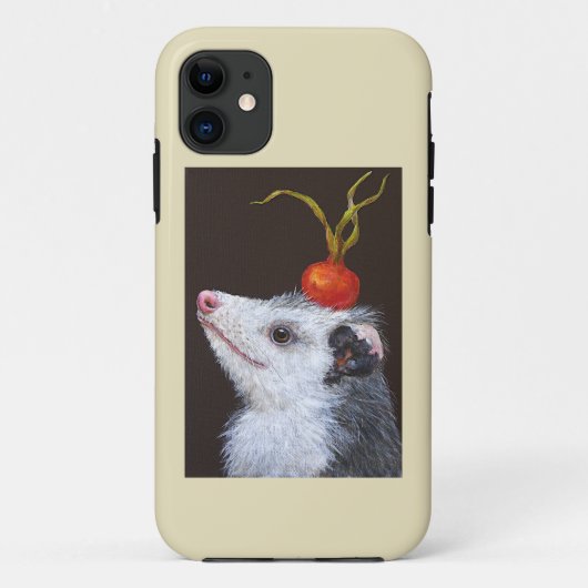 Opossum met pet van de strandheup op iPhone case (Achterkant)