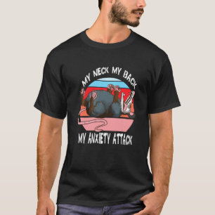 Opossum Mijn nek Mijn rug Mijn angstaanval Retro V T-shirt