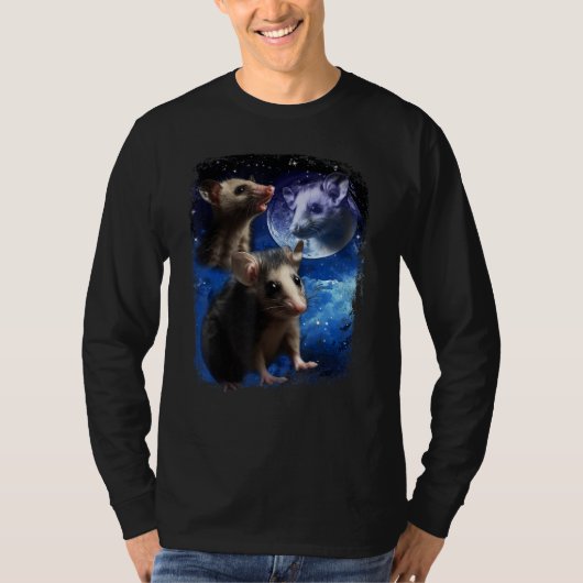 Opossum Moon and Three  pet baby Possums meme Vint T-shirt (Voorkant)