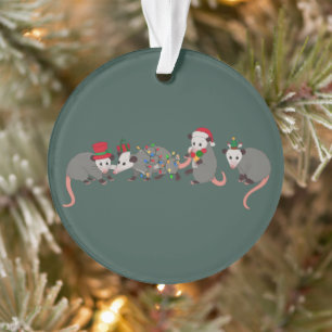 Opossum Noël Animaux Sauvages Mignons Drôle Xmas