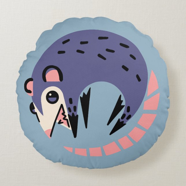 Opossum rond kussen (Voorkant)