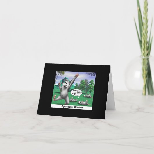 OPossum Spelen dode Cartoon Funny Note Kaart (Voorkant)