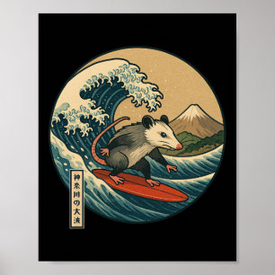 Opossum surft op Japanse Kanagawa-golf Japan Jonge Poster