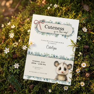 Opossum Woodland Baby Shower Invitation Save The Date