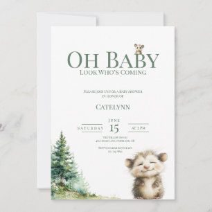 Opossum Woodland Baby Shower Invitation Save The Date