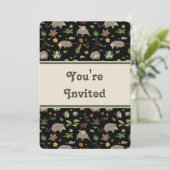 Opossums in Black Birthday Party uitnodiging (Staand voorkant)