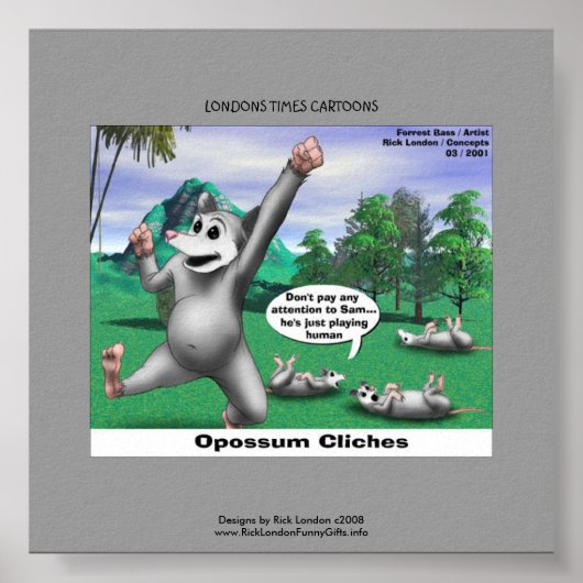 Opossums Jouant Morts Drôle Impression sur Toile (Devant)