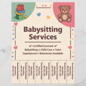 Oppasdiensten Afscheur stroken Flyer (Voorkant)