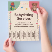 Oppasdiensten Afscheur stroken Flyer (Hand)