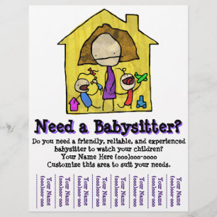 Oppassen. Babysitter. Kinderopvang. Sjabloon Flyer