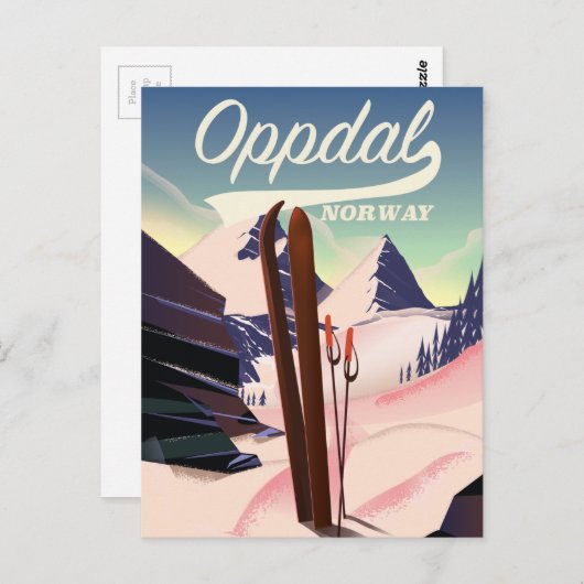 Oppdal noorwegen ski poster. briefkaart (Voorkant / Achterkant)