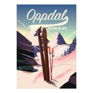 Oppdal noorwegen ski poster. foto afdruk