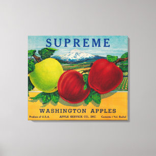 Opperste Apple Label - staat Washington Canvas Afdruk