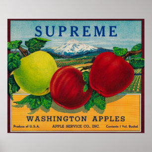 Opperste Apple Label - staat Washington Poster