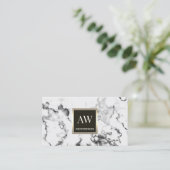 Oppervlaktestructuur van faux marble white stone visitekaartje (Staand voorkant)