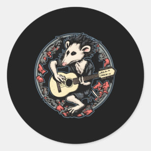 Opposum Spelen Banjo Opposum Gitaar Ronde Sticker