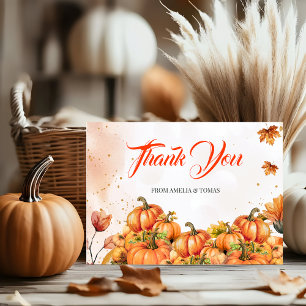 Oprecht Goud Oranje Waterverf Pompoen Herfst Baby Bedankkaart