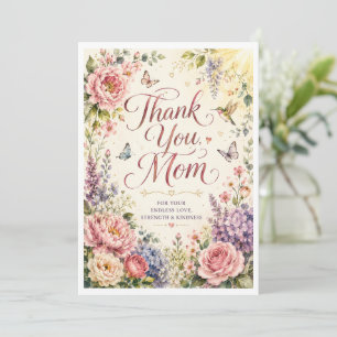 Oprechte Bedankt Mama Bloeiende Tuin Kaart