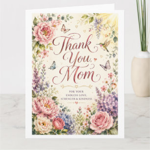 Oprechte Bedankt Mama Bloeiende Tuin Kaart