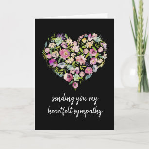 oprechte deelneming Floral Heart Condolence Kaart
