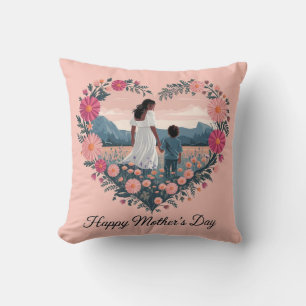 Oprechte Moederdag-ontwerp: moeder en kind Kussen